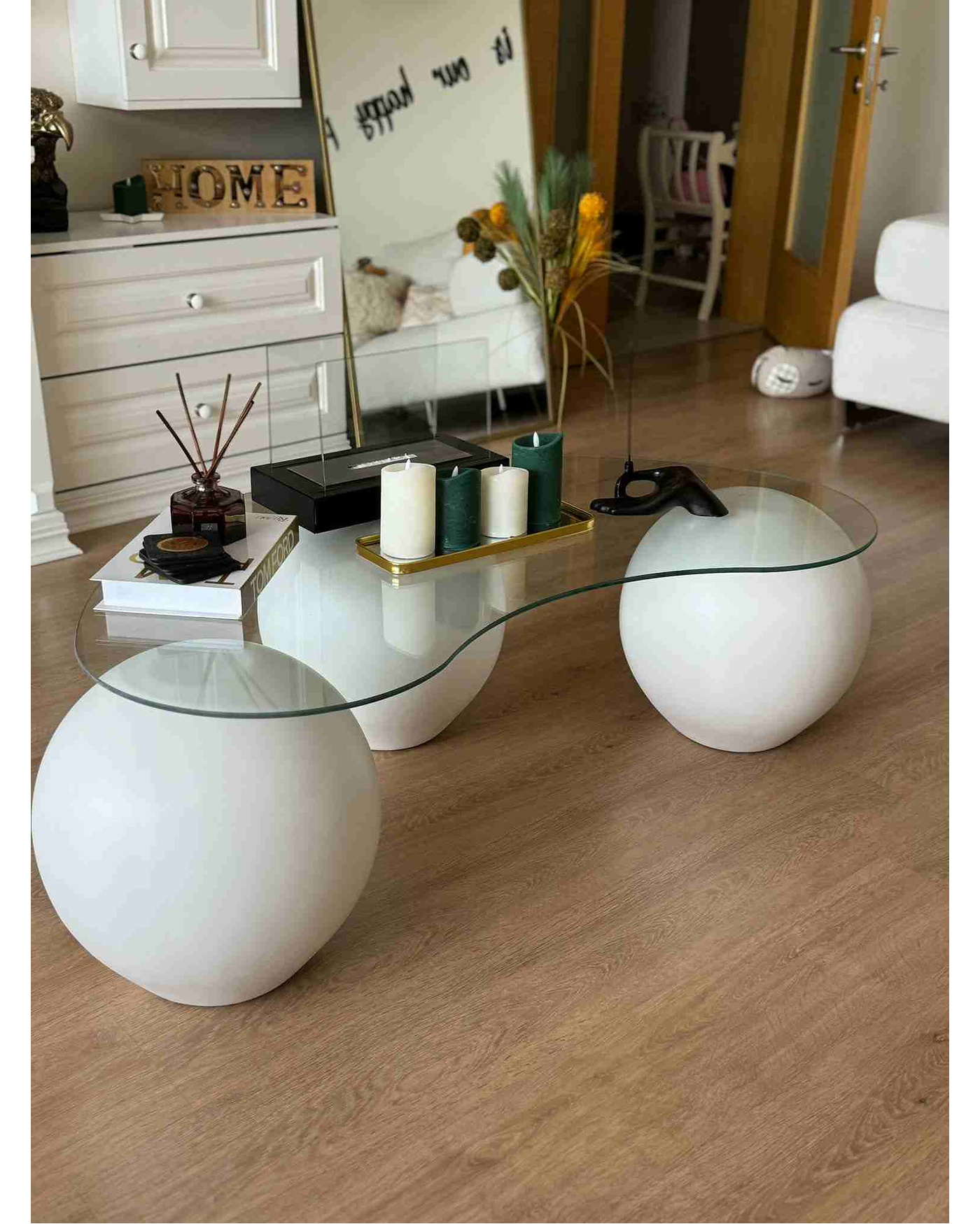 Beyaz Fiber Küre Orta Sehpa Modeli Küre Fiber Orta Sehpa Beyaz Model