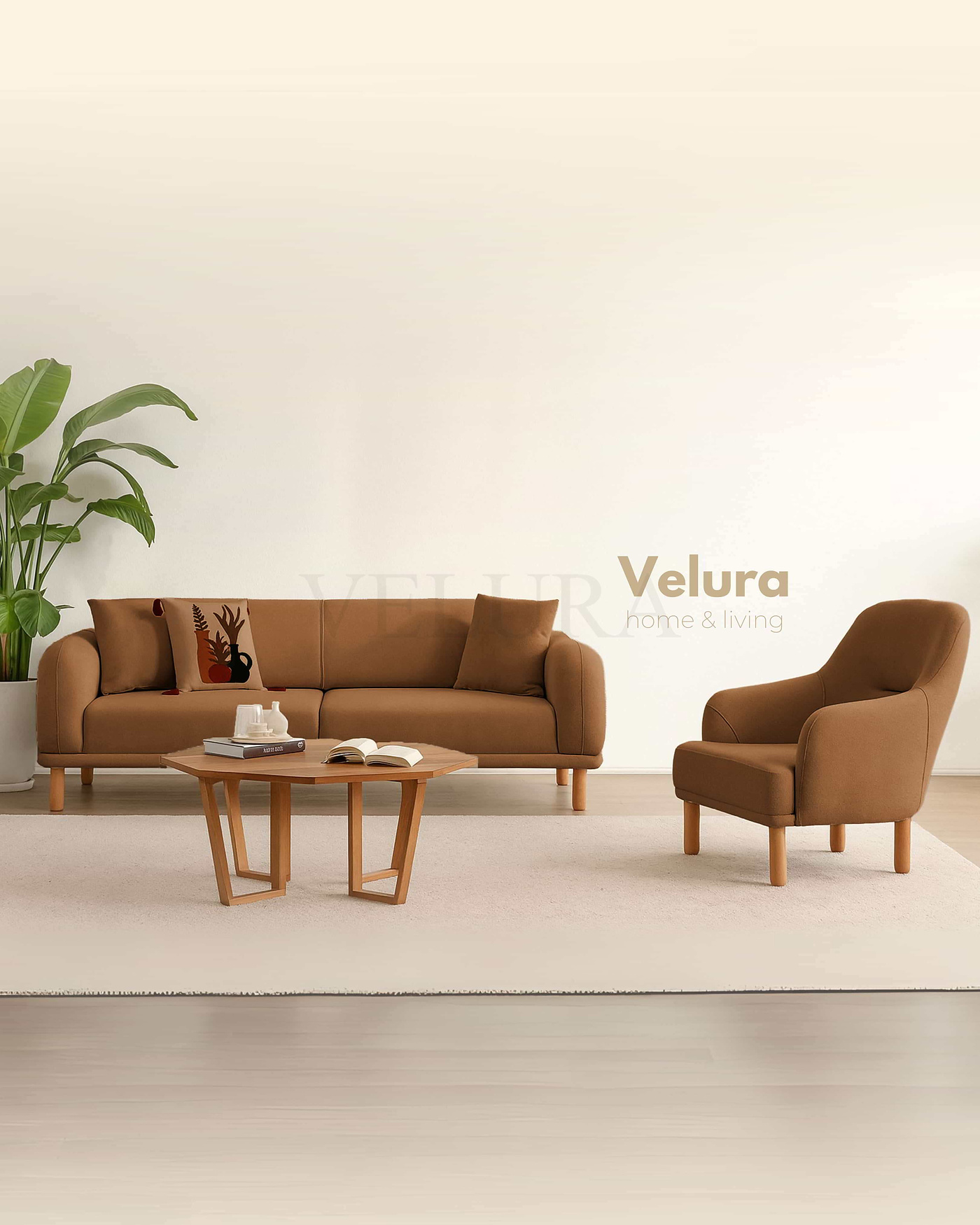 Konforlu Lara Koltuk Takımı Velura Home Lara Kiremit koltuk takımı model