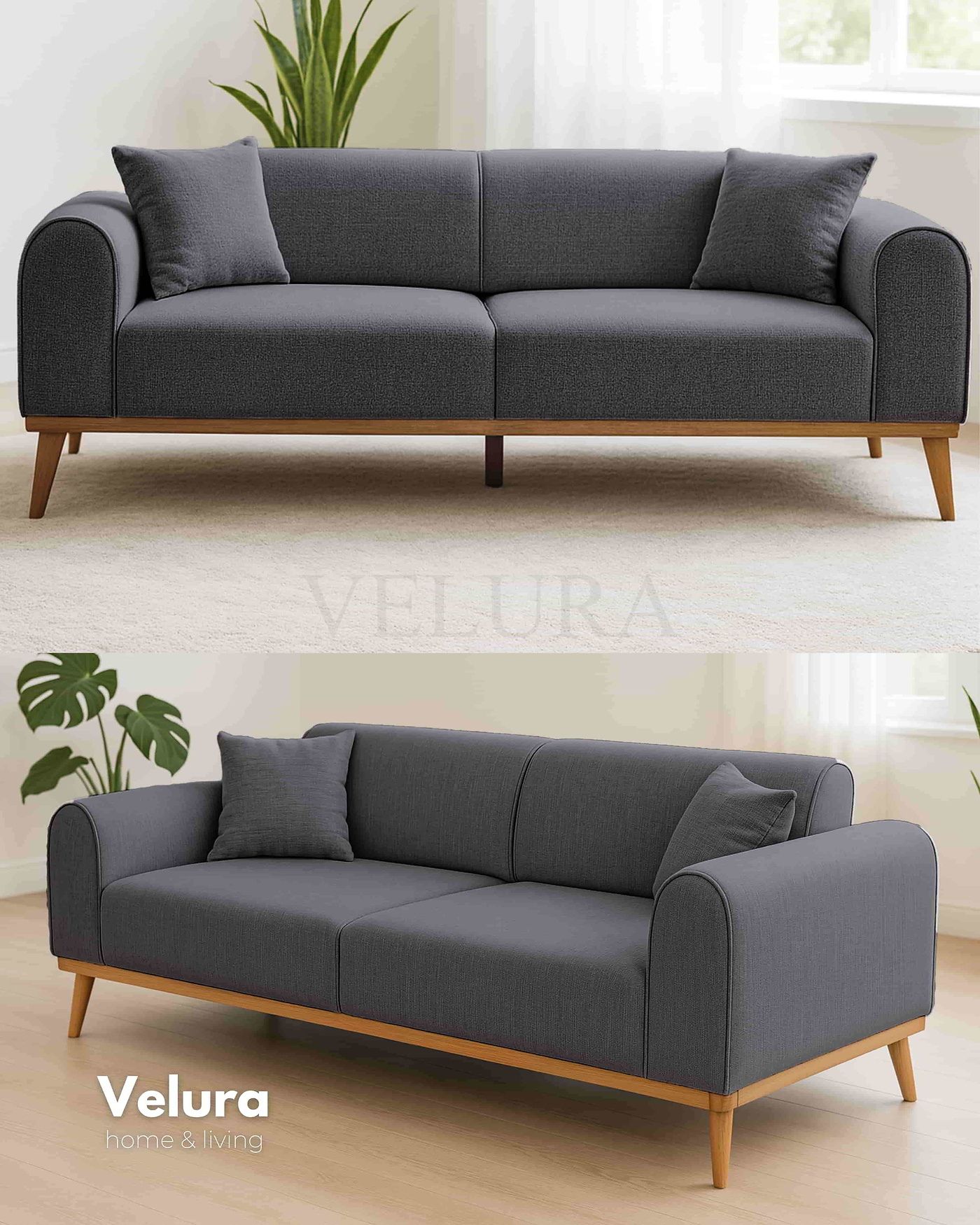 Valo Açık Antrasit Koltuk Takımı – Velura Home Valo Açık Antrasit koltuk takımı – modern sade tasarım