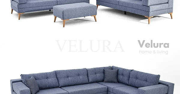 Velura Home Modüler Mavi Köşe Koltuk | Fonksiyonel ve Şık
