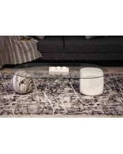 Küre Orta Sehpa - 1 Diana Top & 1 Beyaz Zar - Oval - Şeffaf Cam