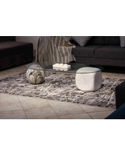 Küre Orta Sehpa - 1 Diana Top & 1 Beyaz Zar - Oval - Şeffaf Cam