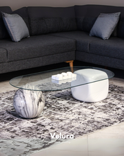 Küre Orta Sehpa - 1 Diana Top & 1 Beyaz Zar - Oval - Şeffaf Cam Küre Orta Sehpa - 1 Diana Top & 1 Beyaz Zar - Oval - Şeffaf Cam