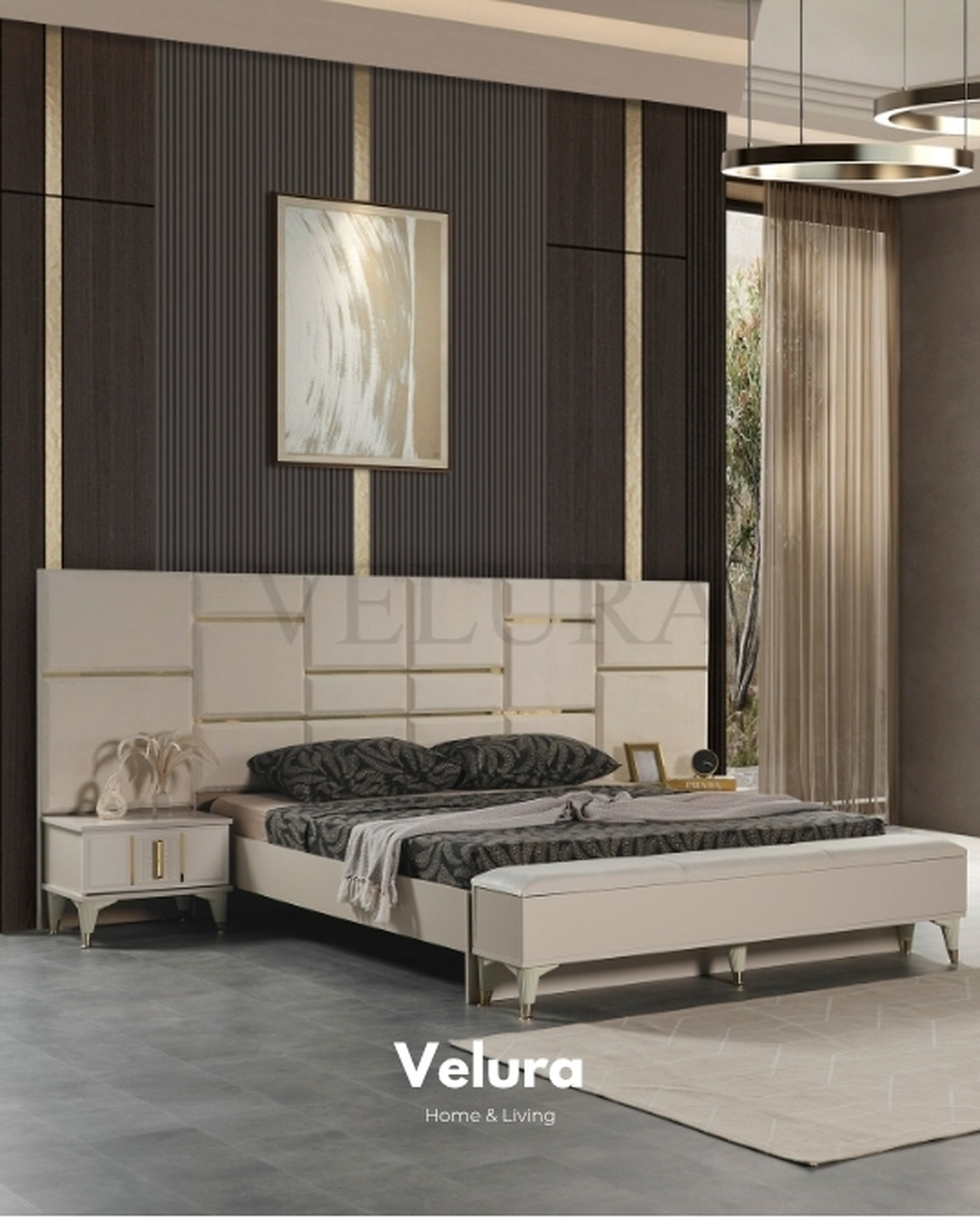 İnci Komodin - Velura Home İnci Komodin Krem ve Gold Detaylı