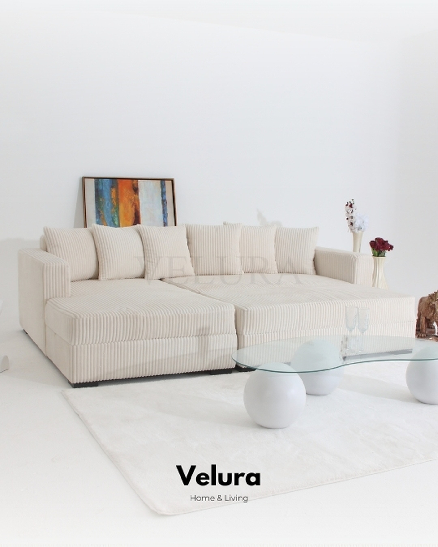 Yumi Modern Şönil Köşe Koltuk – Puf ile Yataklı Kullanım Seçeneği Yumi Köşe Koltuk Takımı – Şönil kumaşlı, yataklı seçeneğe uygun, zarif tasarım