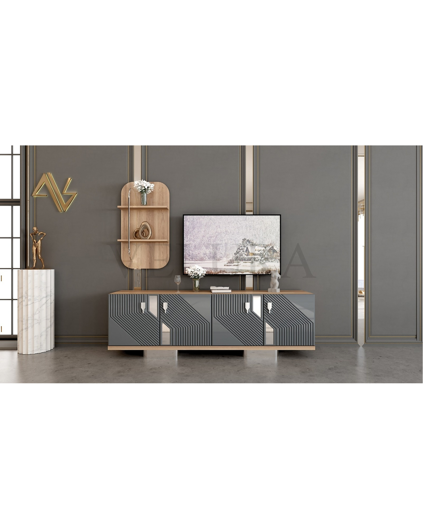 Yuvam Serisi Yatak Odası Takımı - Velura Home Modern Tasarım Yatak Odası Takımı - Ceviz Antrasit