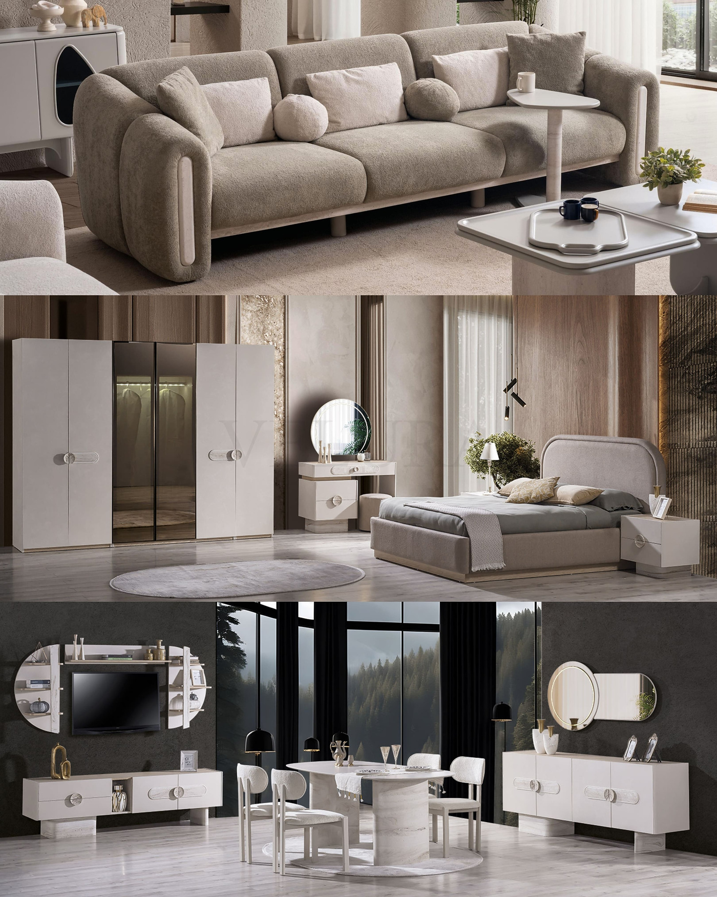 Hermes Düğün Paketi | Hermes Koltuk + Moon Yatak Odası + Moon Yemek Odası | Velura Home Hermes Düğün Paketi — Hermes Koltuk Takımı, Moon Yatak Odası ve Moon Yemek Odası ile modern, uyumlu set