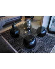 Küre Orta Sehpa - 41cm Siyah Top - Kare - Şeffaf Cam