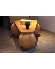 Küre Orta Sehpa - 41cm Meşe Top - Üçgen - Ceviz Mdf