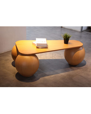 Küre Orta Sehpa - 41cm Meşe Top - Üçgen - Ceviz Mdf
