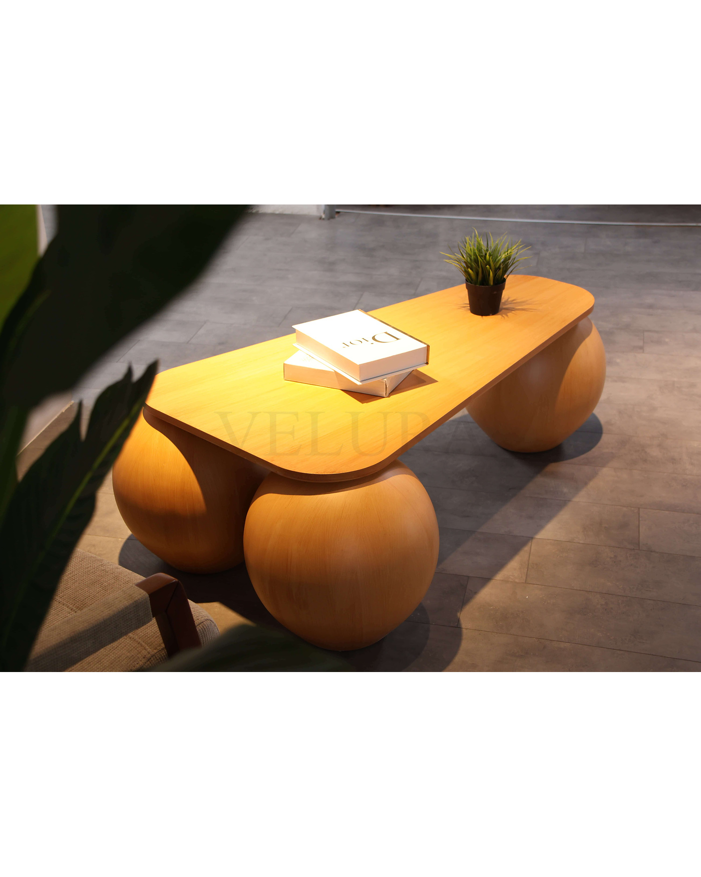 41 cm meşe top üçgen ceviz mdf orta sehpa