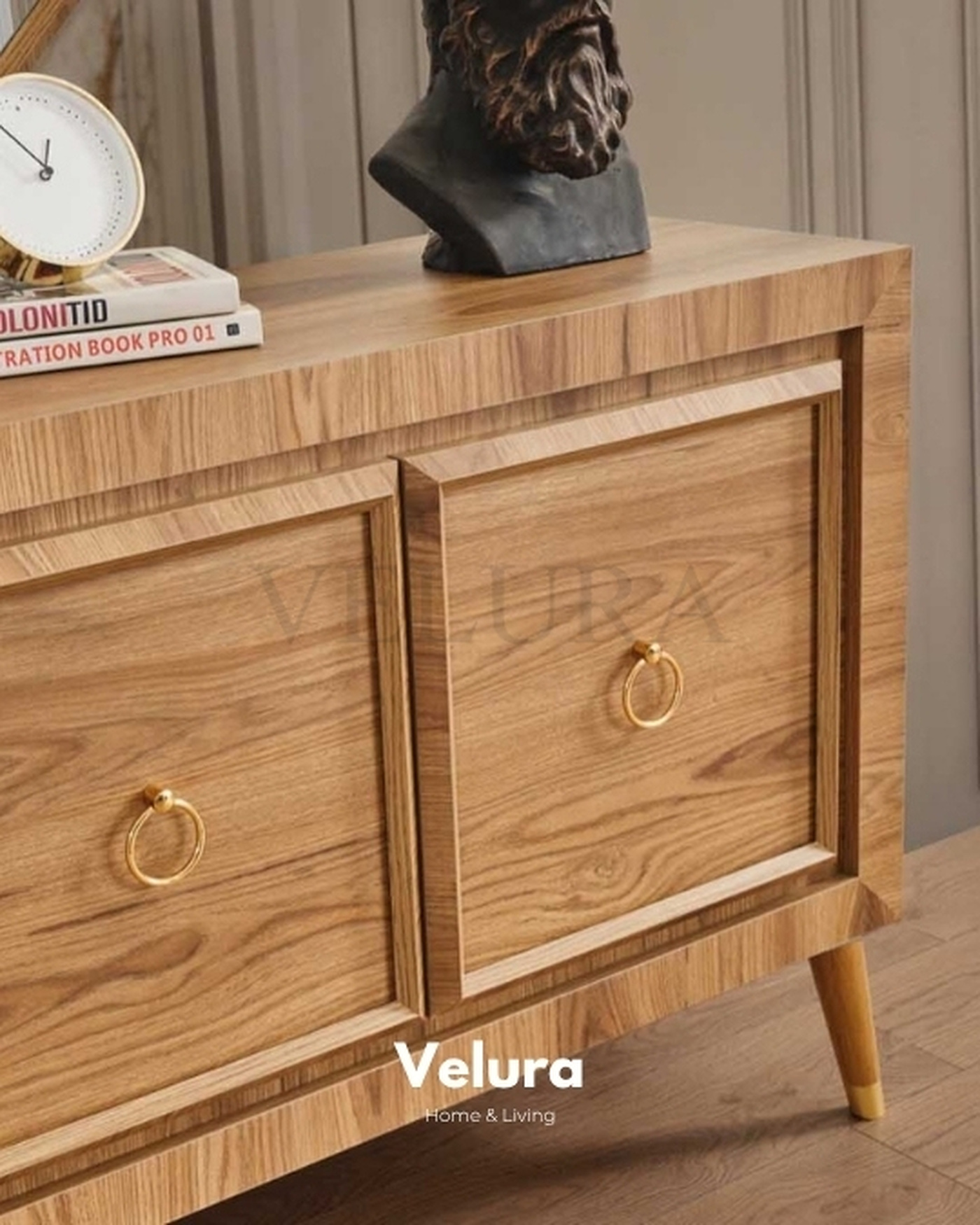 Velura Home Pablo Serisi Modern Konsol Modeli Gold Detaylı Yerden Yüksek Konsol Tasarımı