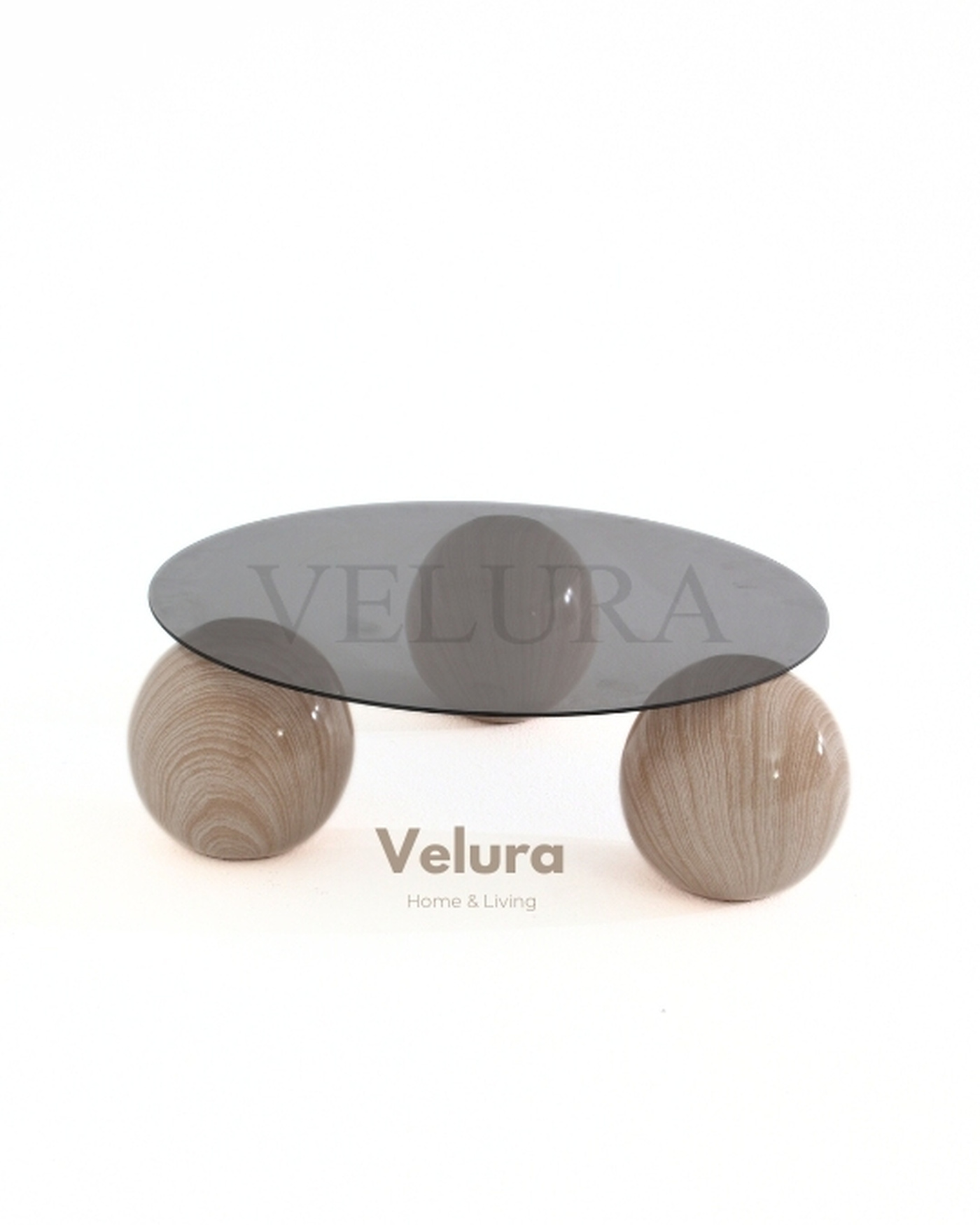 Natural Mermer Yuvarlak Füme Cam Küre Orta Sehpa Küre Orta Sehpa Natural Mermer Yuvarlak Füme Cam