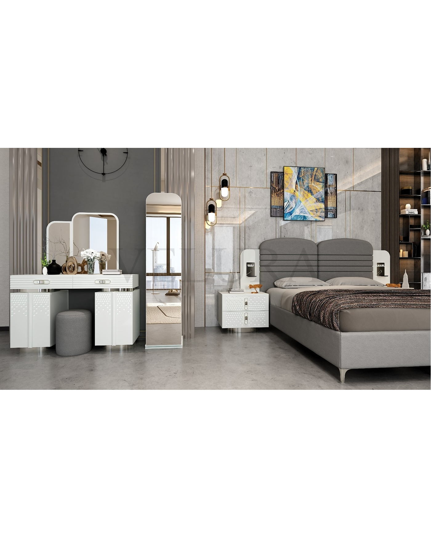 Yıldız Beyaz Yatak Odası Takımı - Velura Home Velura Home Yıldız Serisi Beyaz Yatak Odası