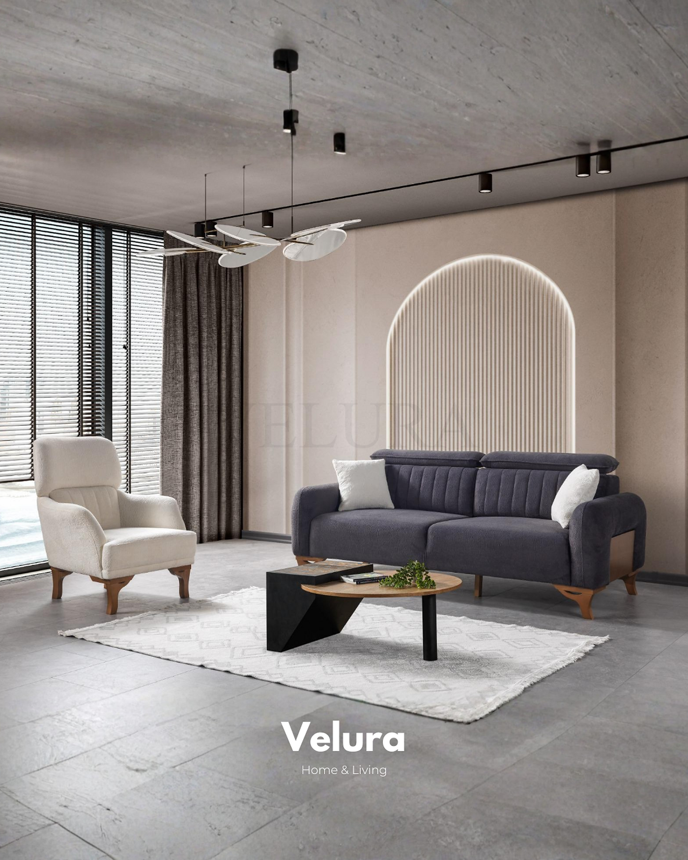 Azra koltuk takımı Angel kumaş yerden yüksek modern salon