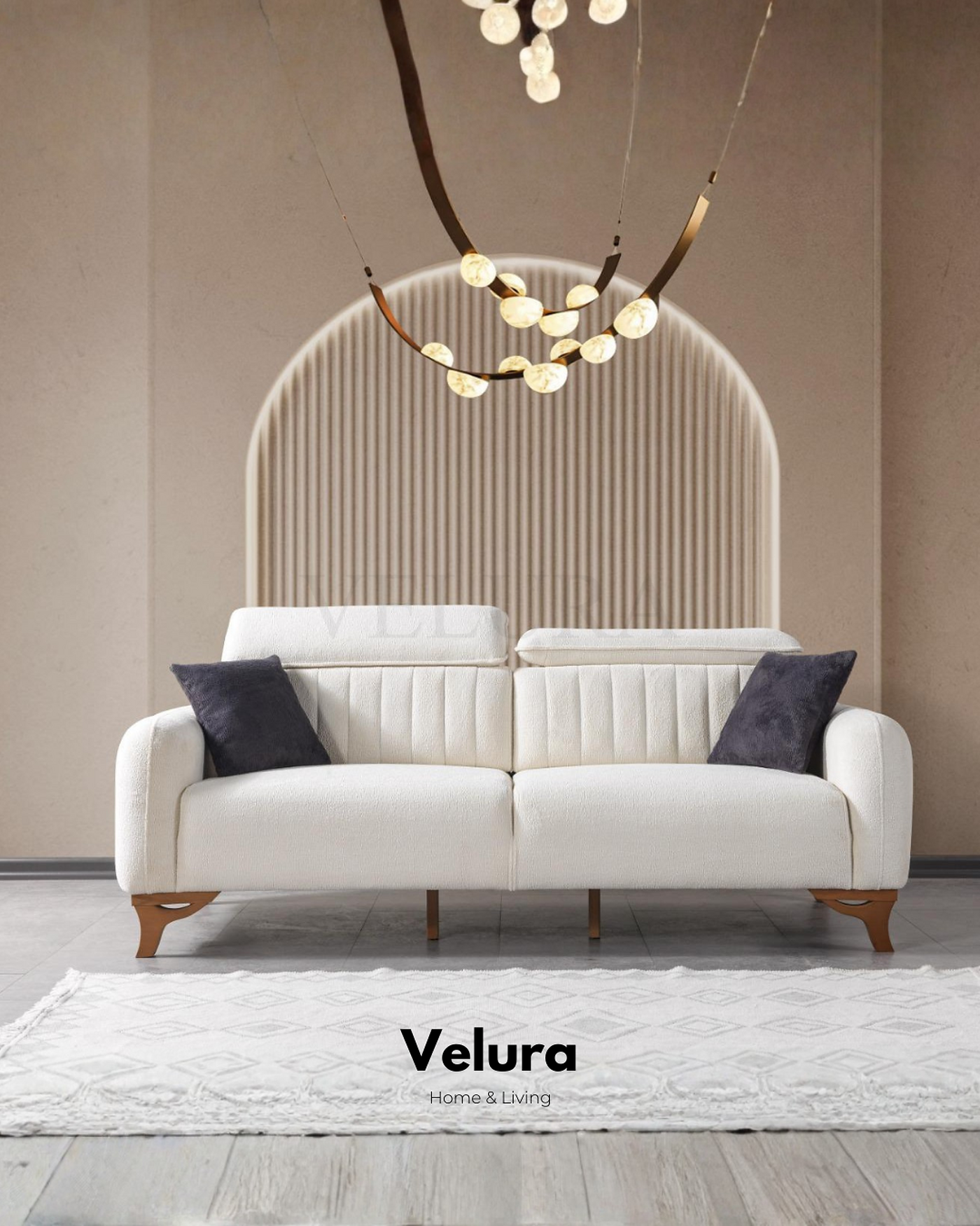 Azra kanepe krem Angel kumaş 220x80x95 modern salon