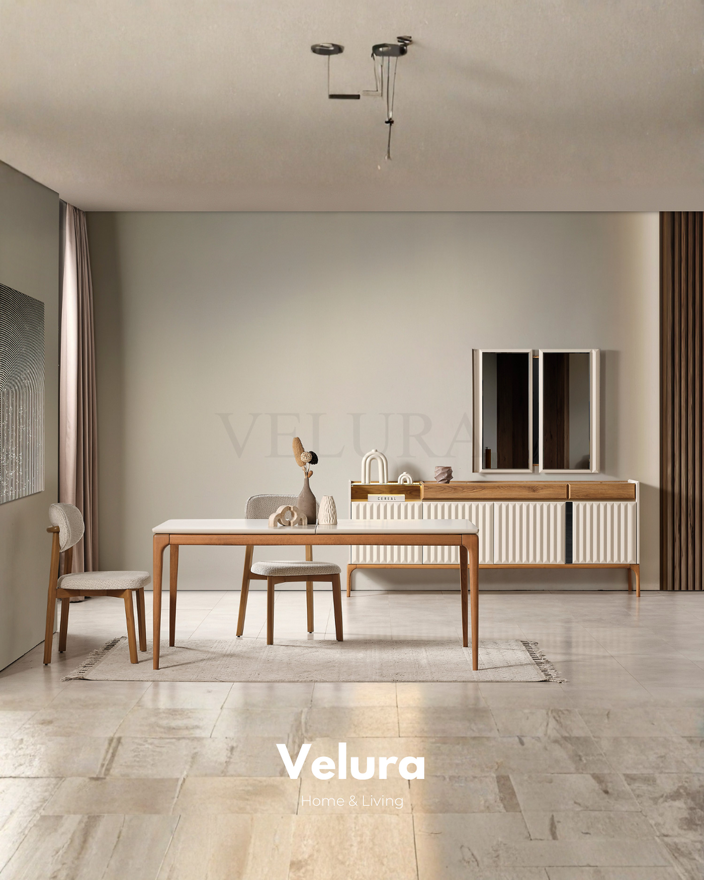 Alfa konsol 2 çekmeceli 4 kapaklı depolama alanlı modern konsol