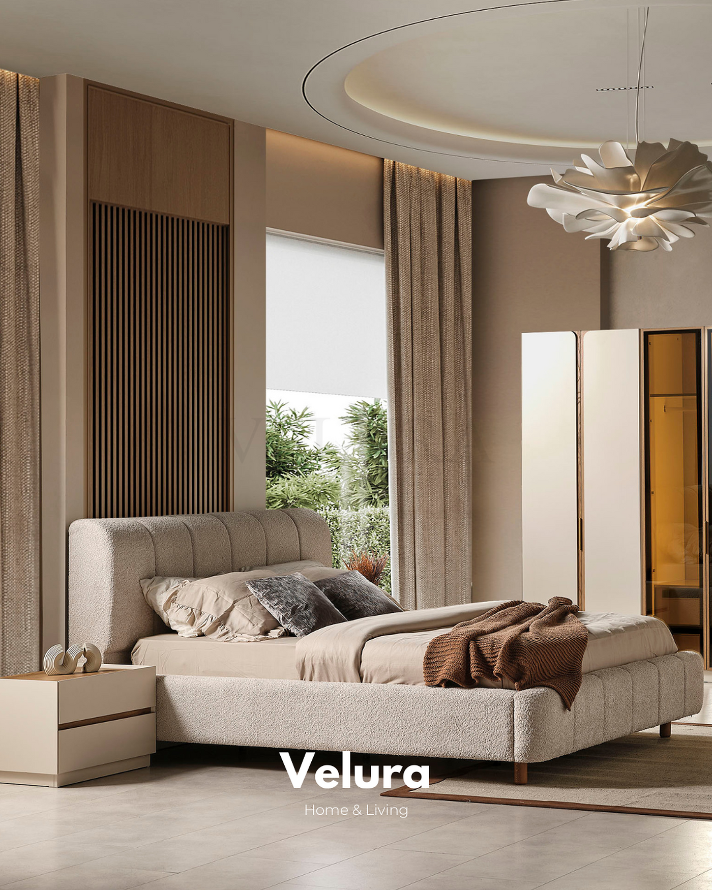 Aura komodin krem modern suntalam 2 çekmeceli 65 cm genişlik