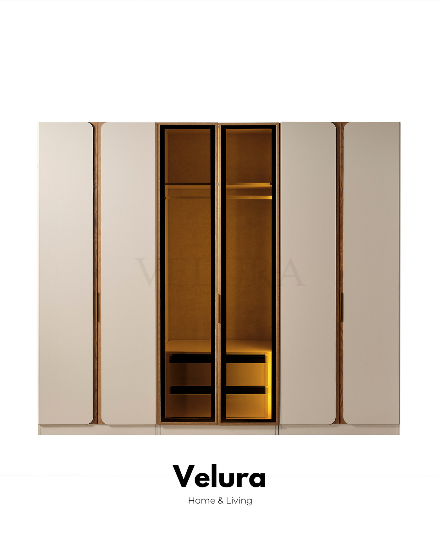 Aura 6 kapılı dolap krem modern suntalam modüler 3 parça