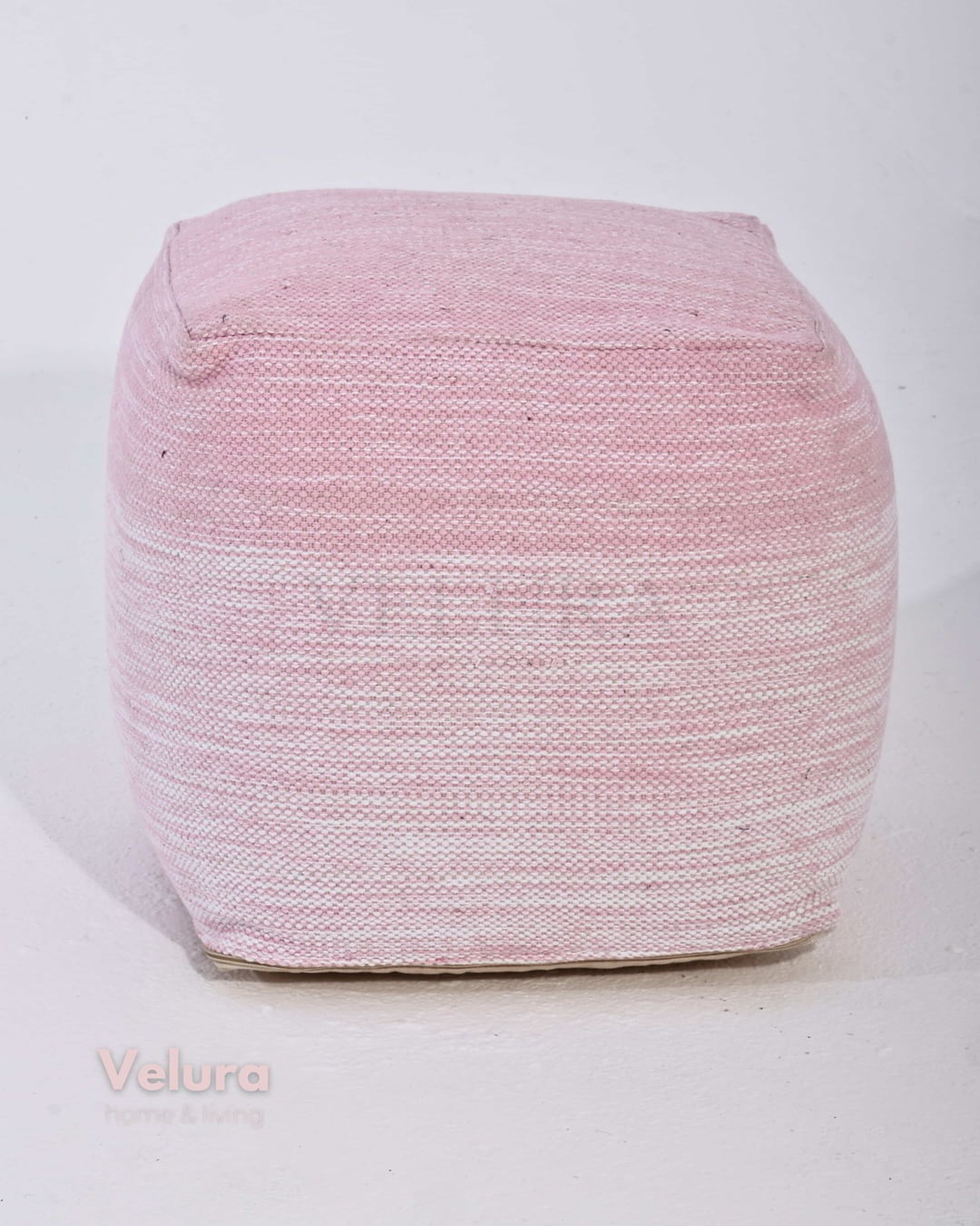 Velura Home modern pembe beyaz puf