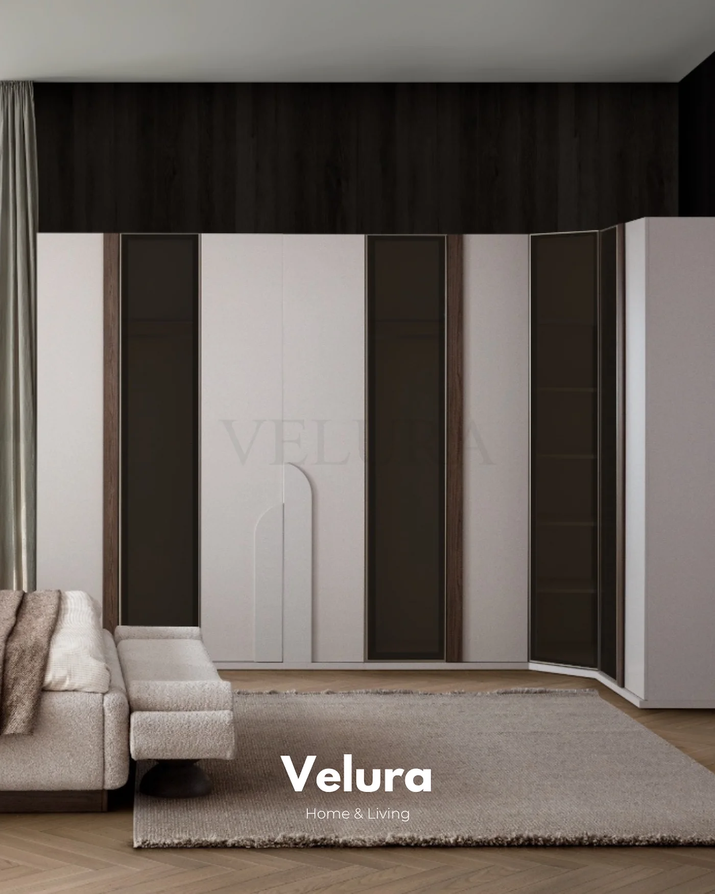 Estella 9 Kapılı Köşe Dolap (Krem) | Modüler Modern | Velura Home