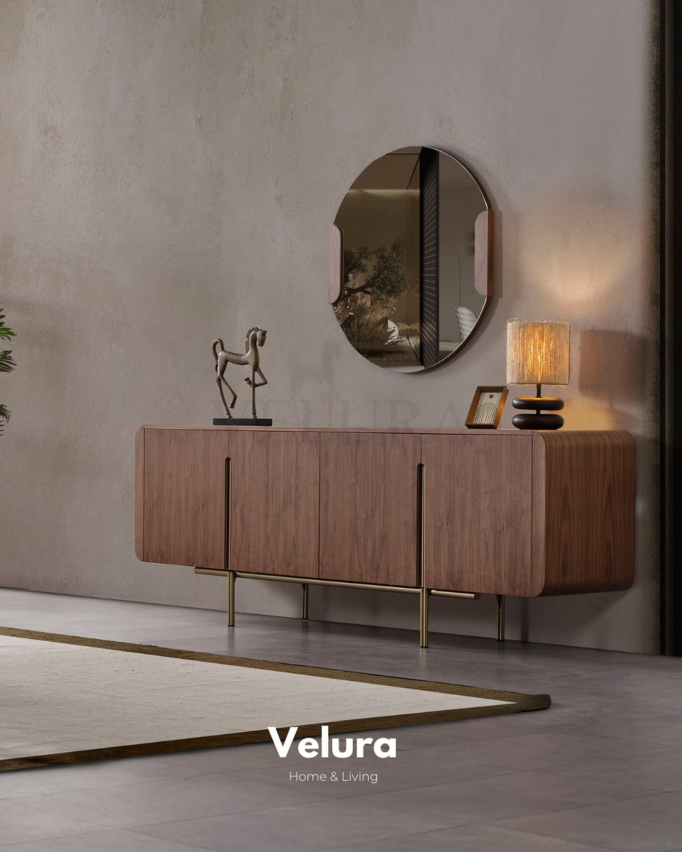 Genova Walnut Konsol koyu ceviz modern tasarım