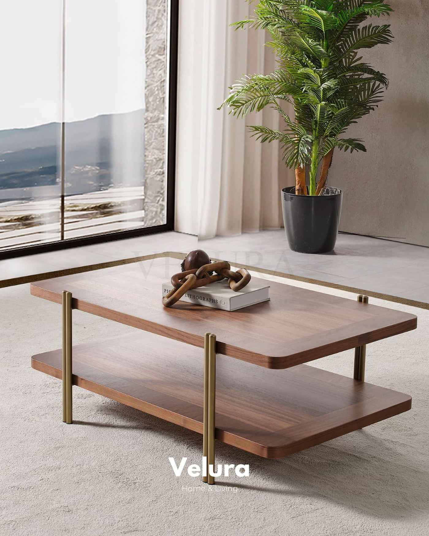 Genova Walnut Orta Sehpa koyu ceviz modern tasarım