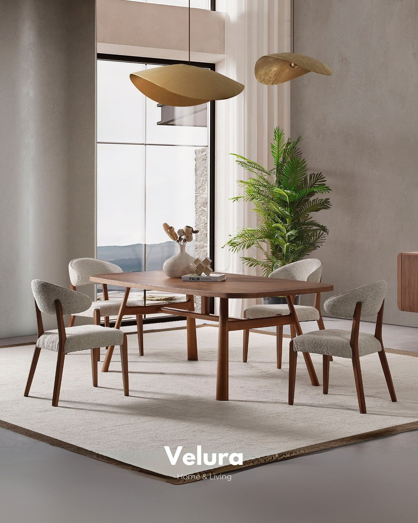 Genova Walnut Yemek Masası koyu ceviz modern tasarım