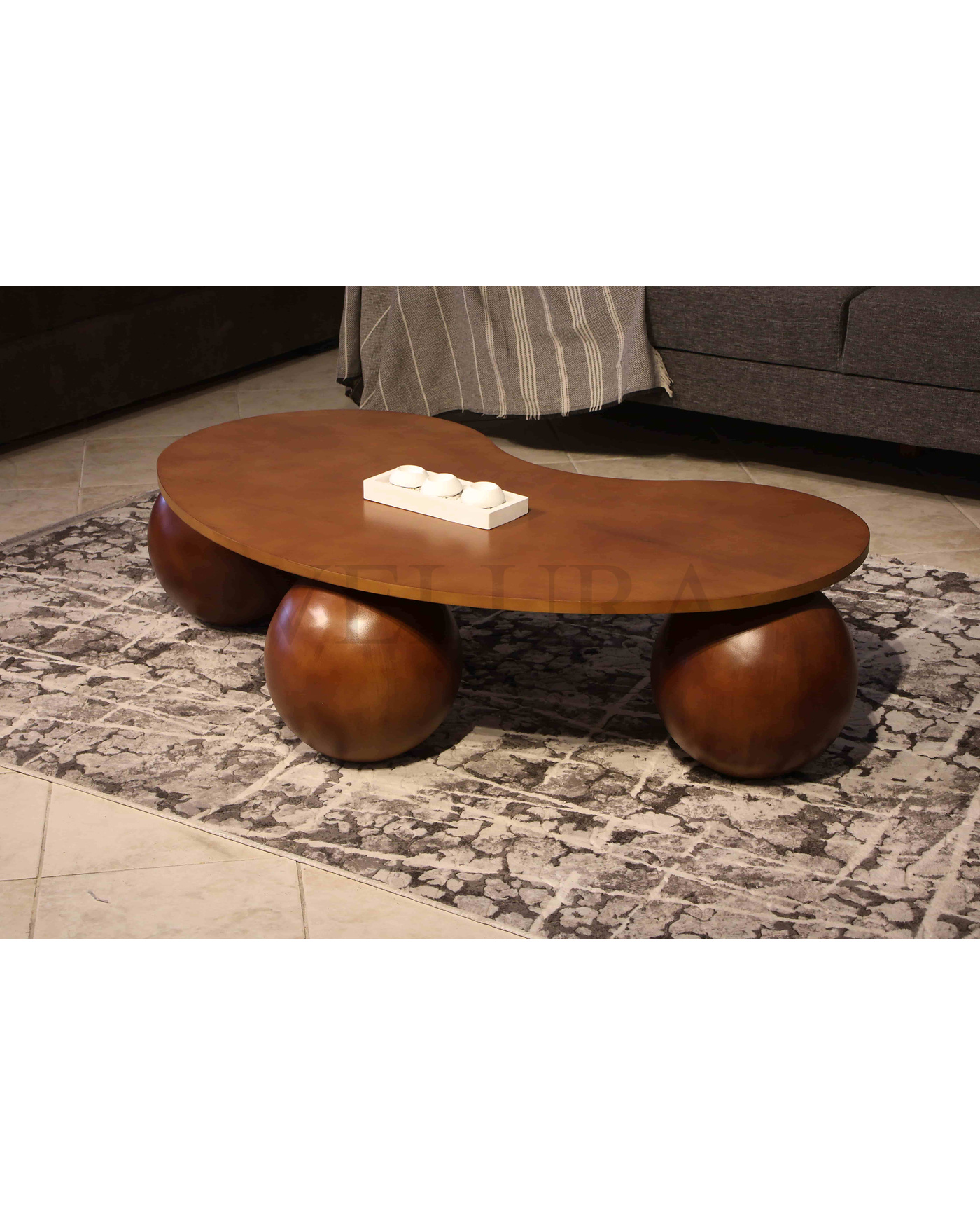 Modern Ceviz MDF Orta Sehpa Ceviz küre ayaklı ceviz mdf sehpa