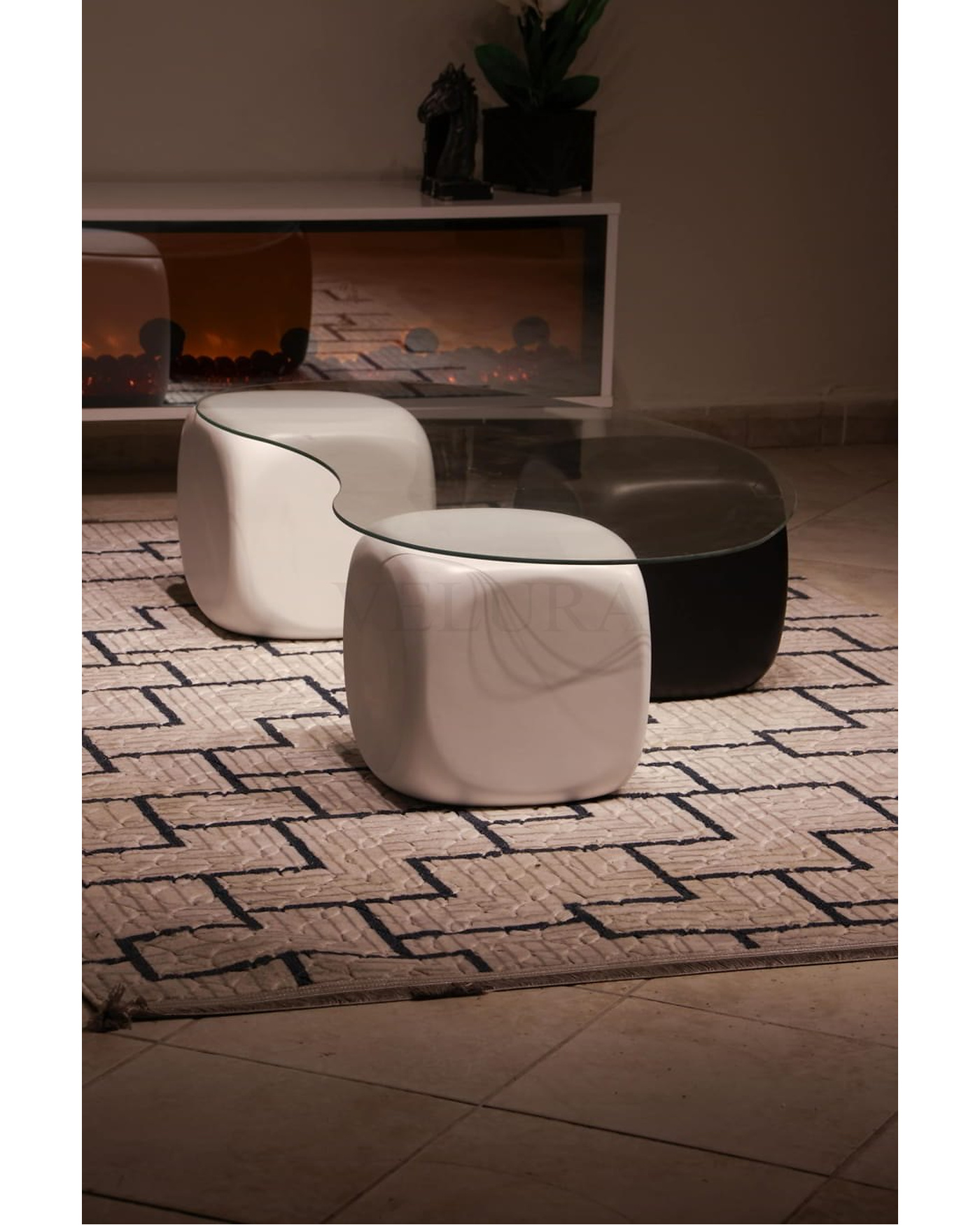 Kontrast Zar Ayaklı Modern Şeffaf Cam Sehpa Velura Home Zarte Şeffaf Camlı Orta Sehpa