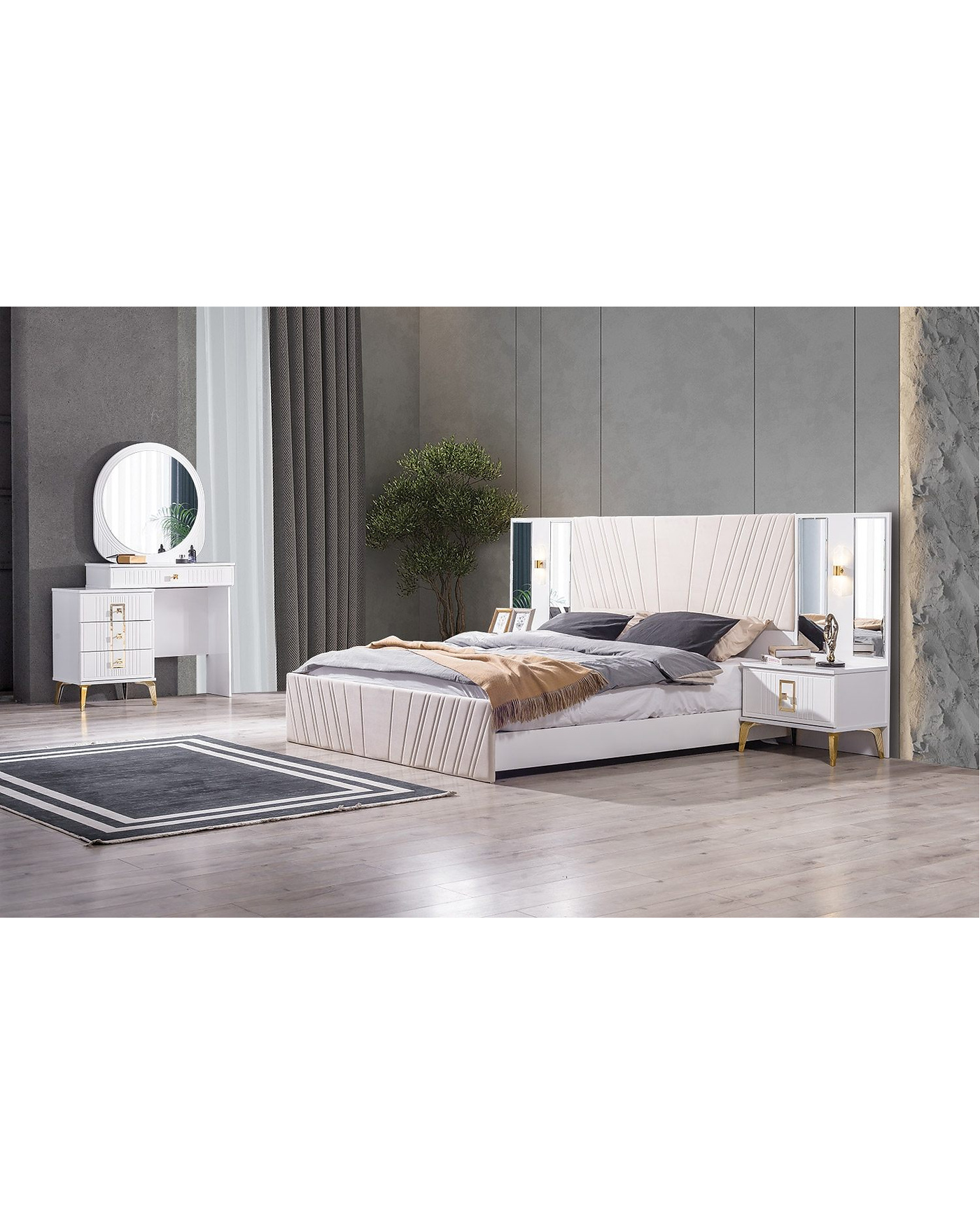 Velura Home Gold Detaylı Yatak Odası Modelleri Velura Home Rio Gold mobilya seti