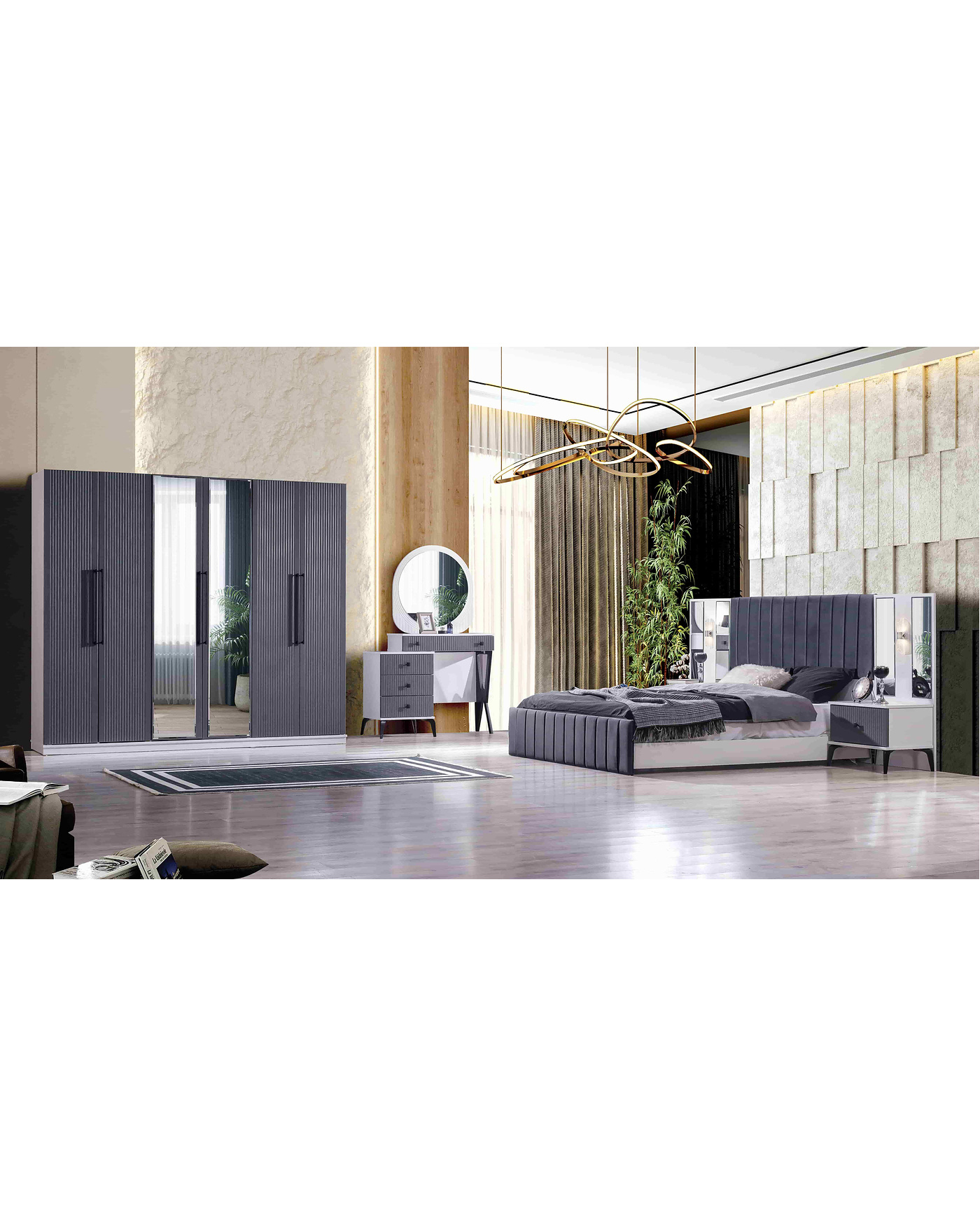 Velura Home Stil Antrasit Yatak Odası Stil Antrasit Yatak Odası Takımı Modern Tasarım