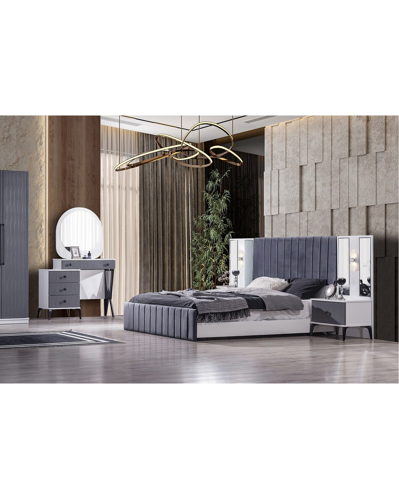 Velura Home Stil Antrasit Yatak Odası Stil Antrasit Yatak Odası Takımı Modern Tasarım