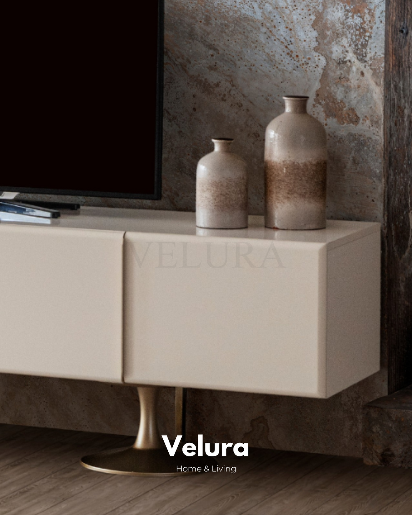 Marcel TV Ünitesi krem modern 200 cm 4 kapaklı suntalam gövde MDF kapak
