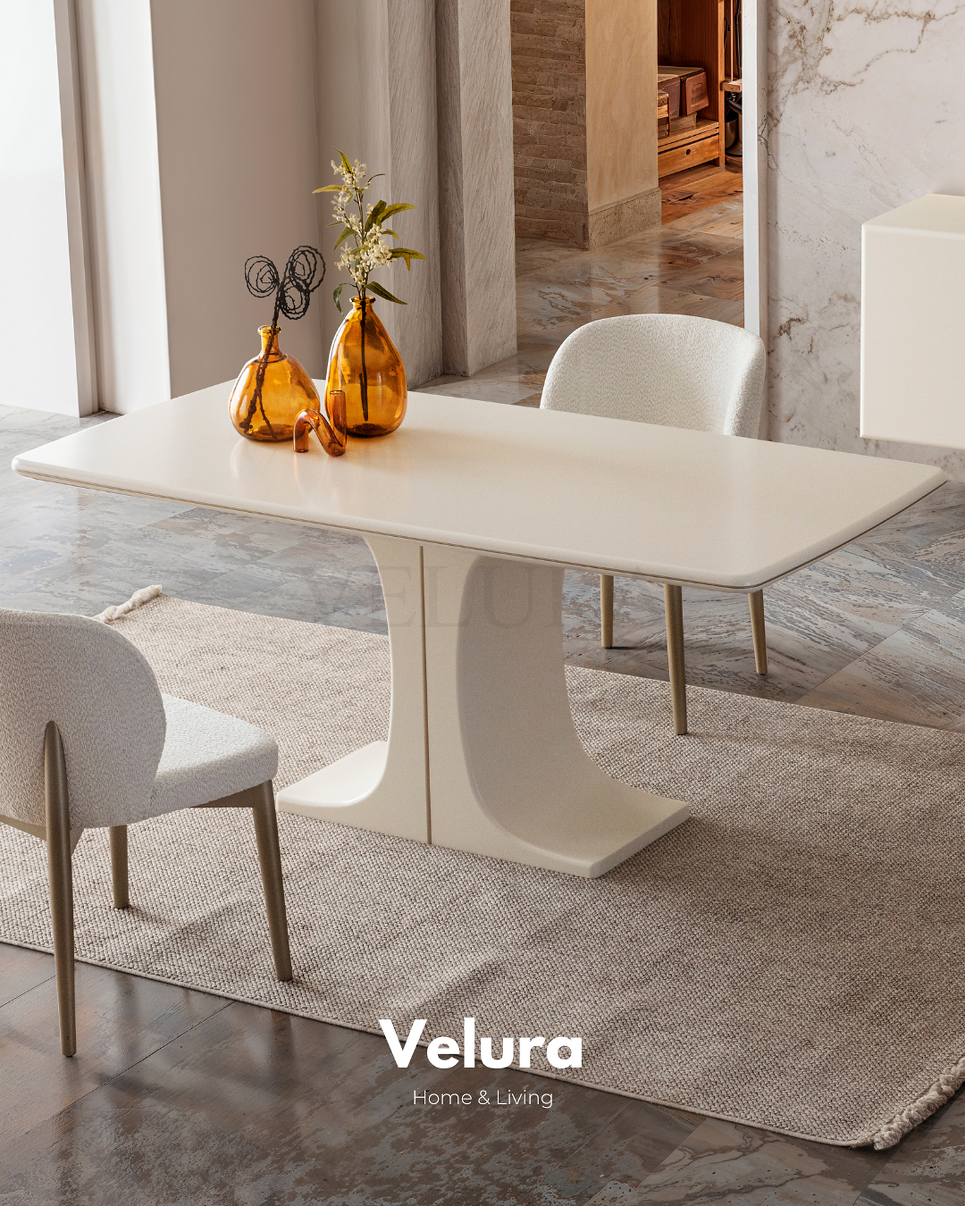 Marcel Konsol krem modern 200 cm 4 kapaklı suntalam gövde MDF kapak