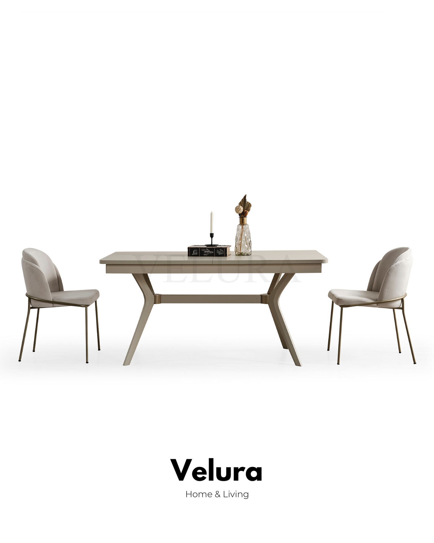 Monaco krem yemek masası açılır genişleyebilir modern tasarım 204 cm açık genişlik
