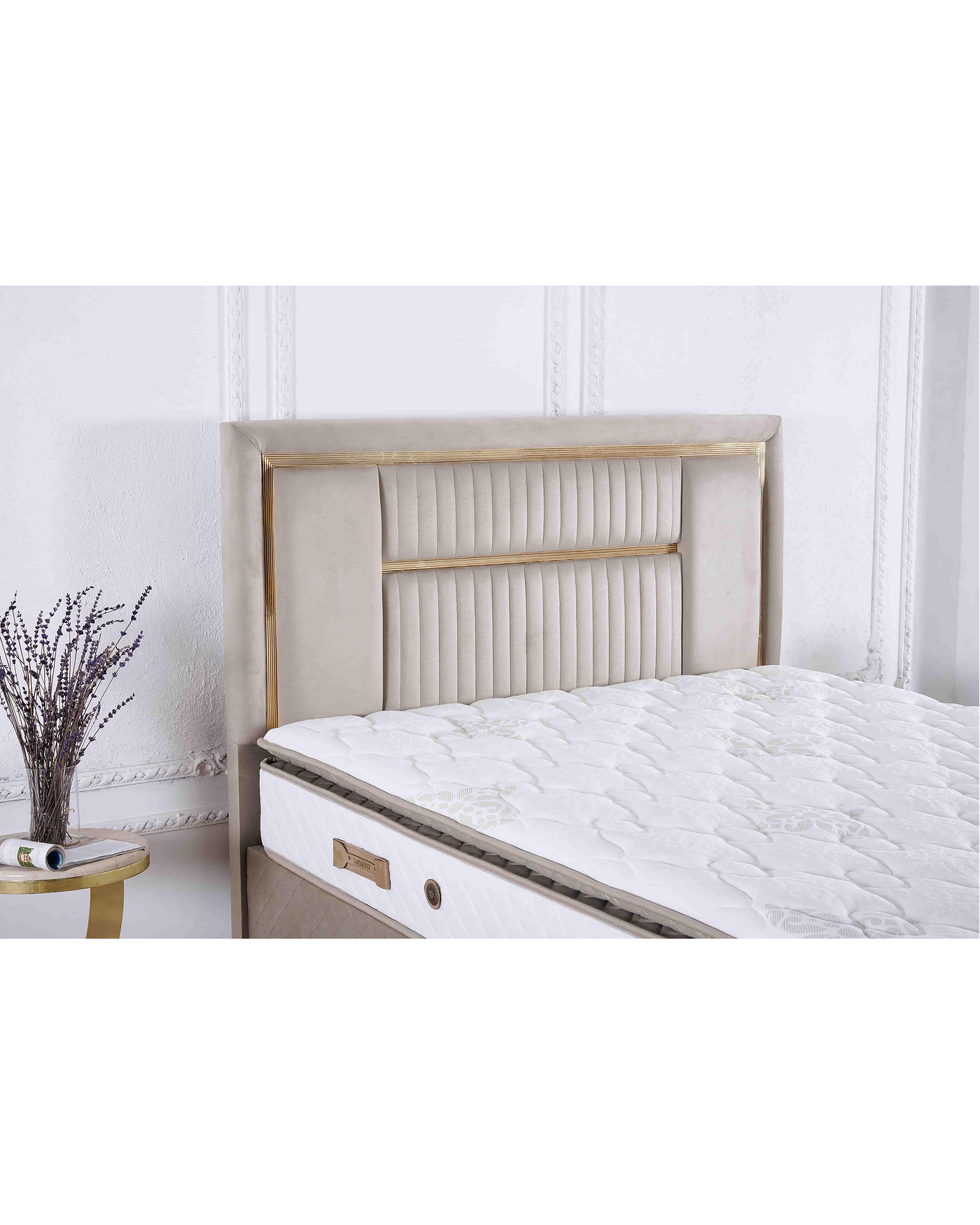 naturel başlık krem bej gold detay