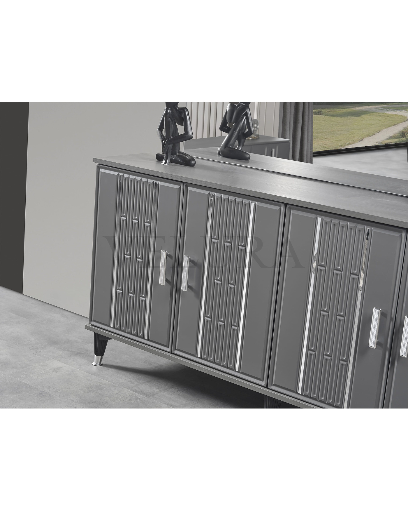 Pırlanta Yemek Takımı - Modern Tasarım | Velura Home Pırlanta Antrasit Yemek Takımı
