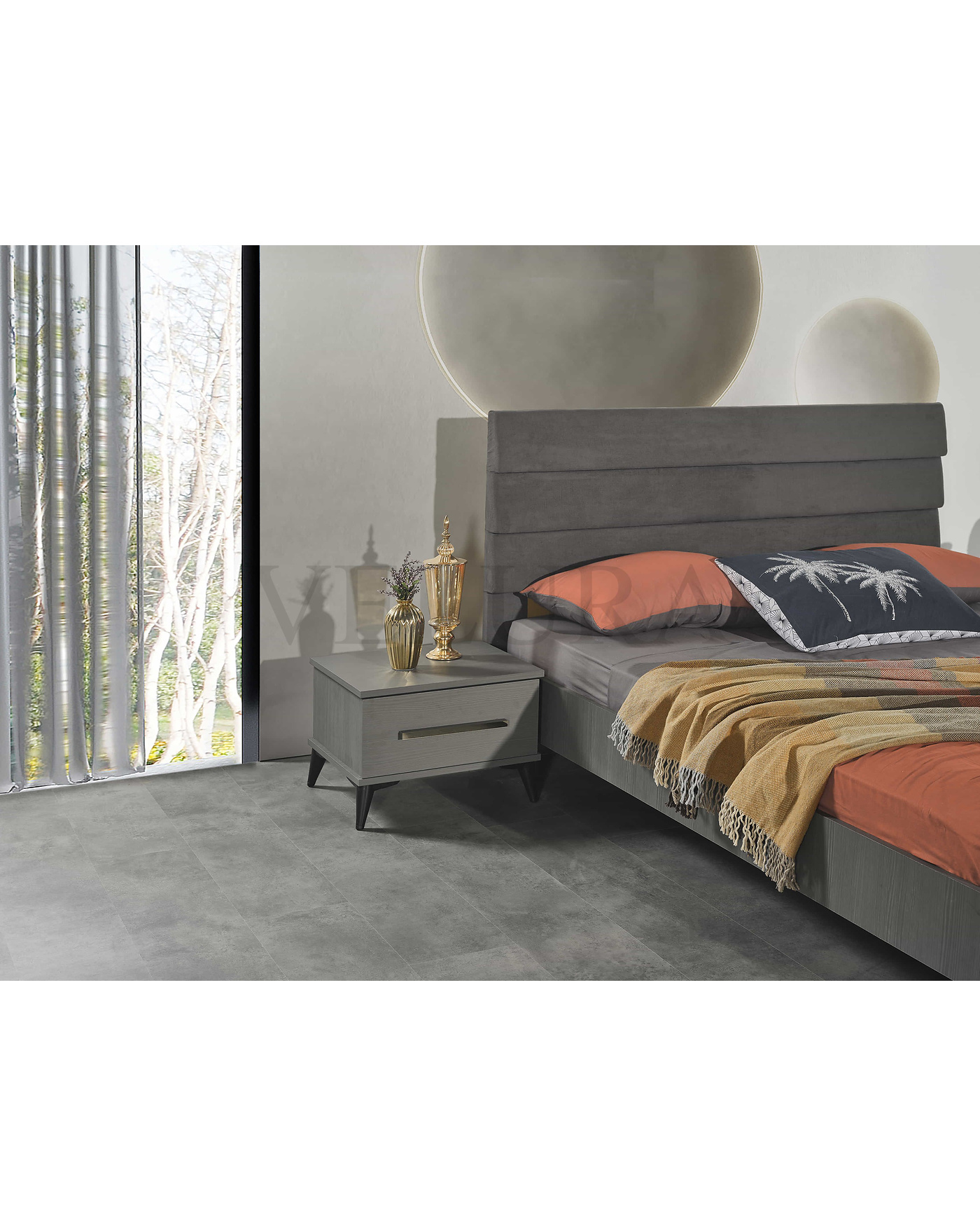 Velura Home gri yatak odası takımı sürgülü kapaklı