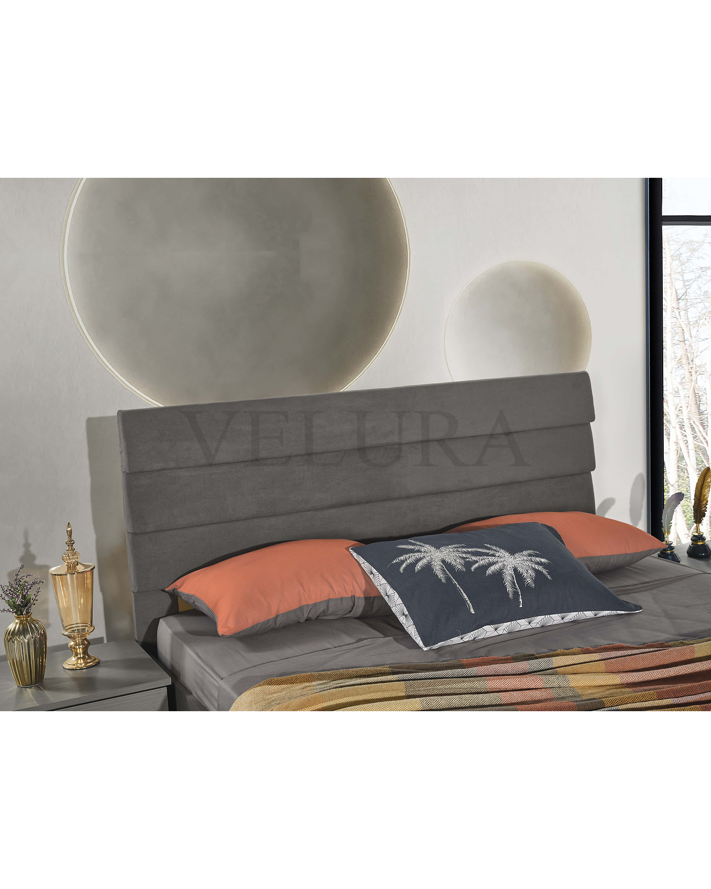 Velura Home gri yatak odası takımı sürgülü kapaklı