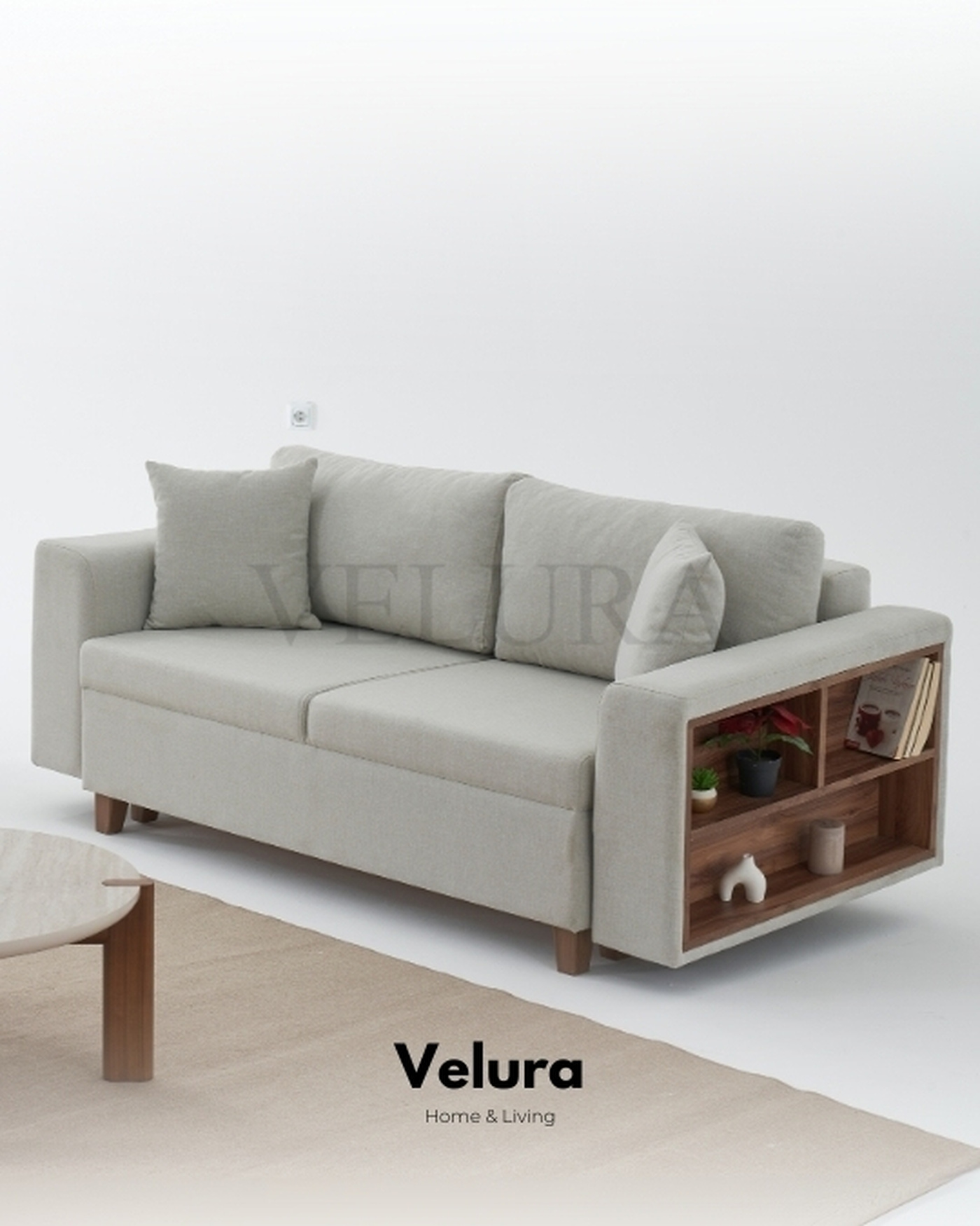 Gri Rengar kitaplıklı koltuk takımı - Velura Home