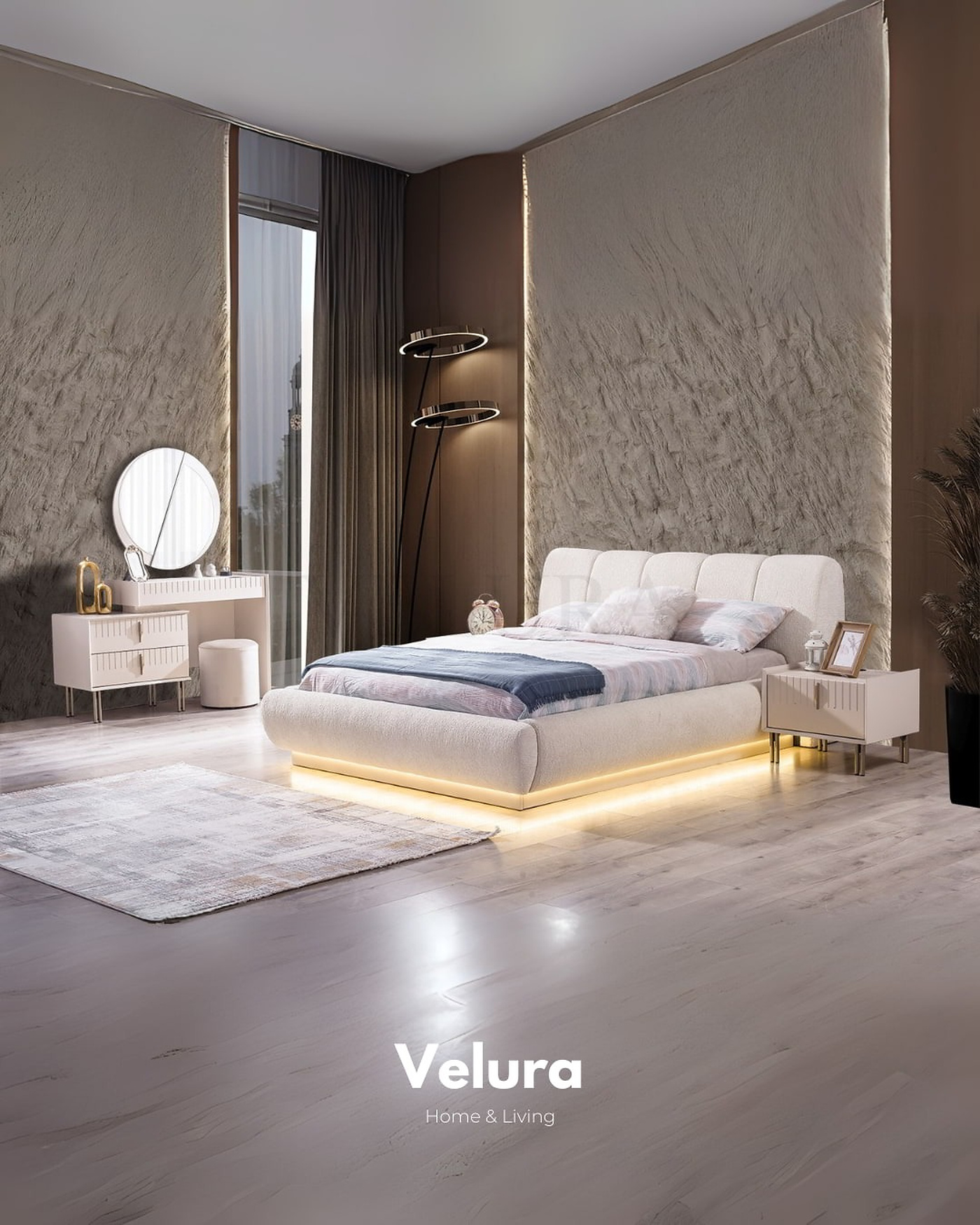 Velura Home Tress yatak odası seti köşe dolaplı