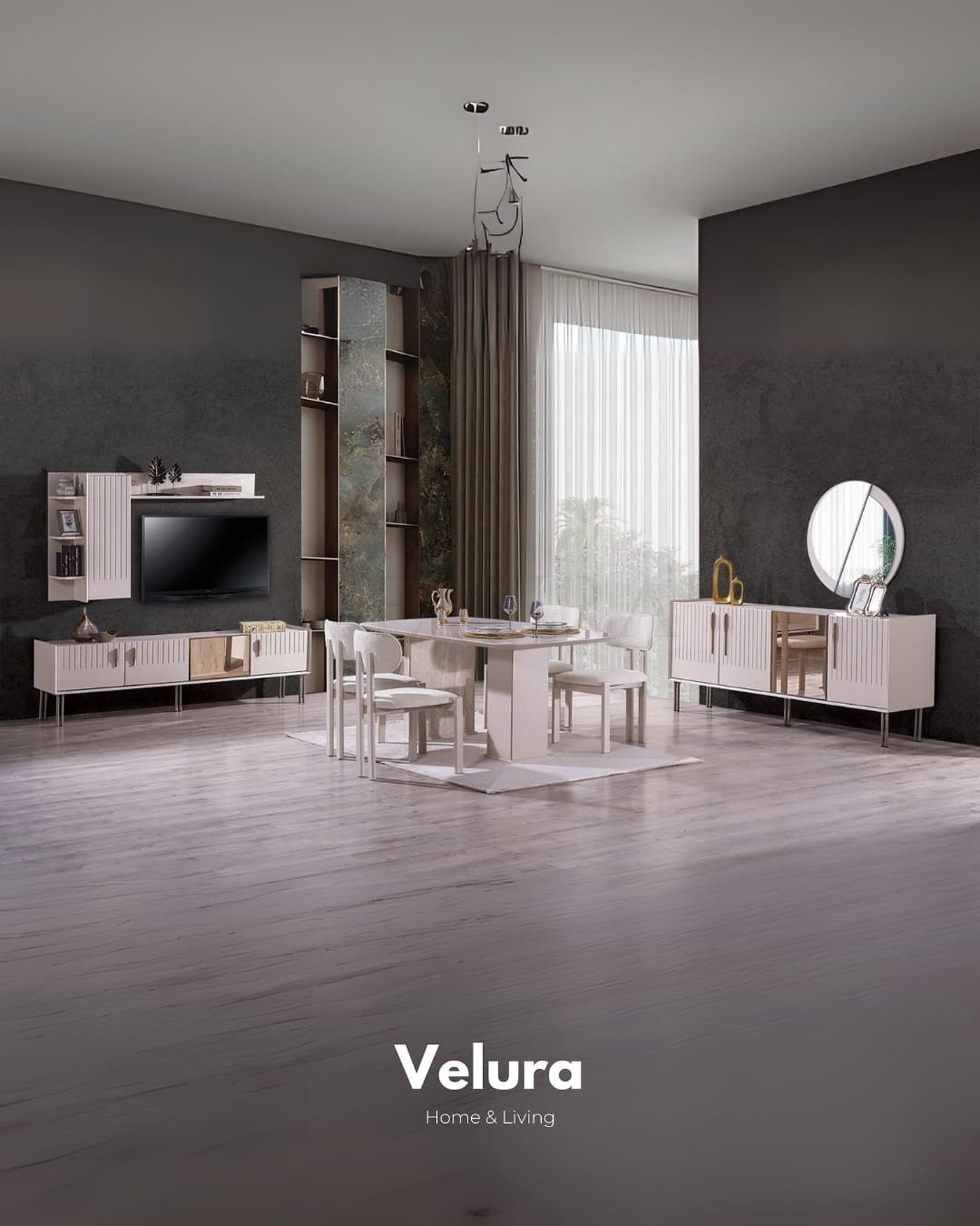 Tress TV Ünitesi kırık beyaz modern tasarım