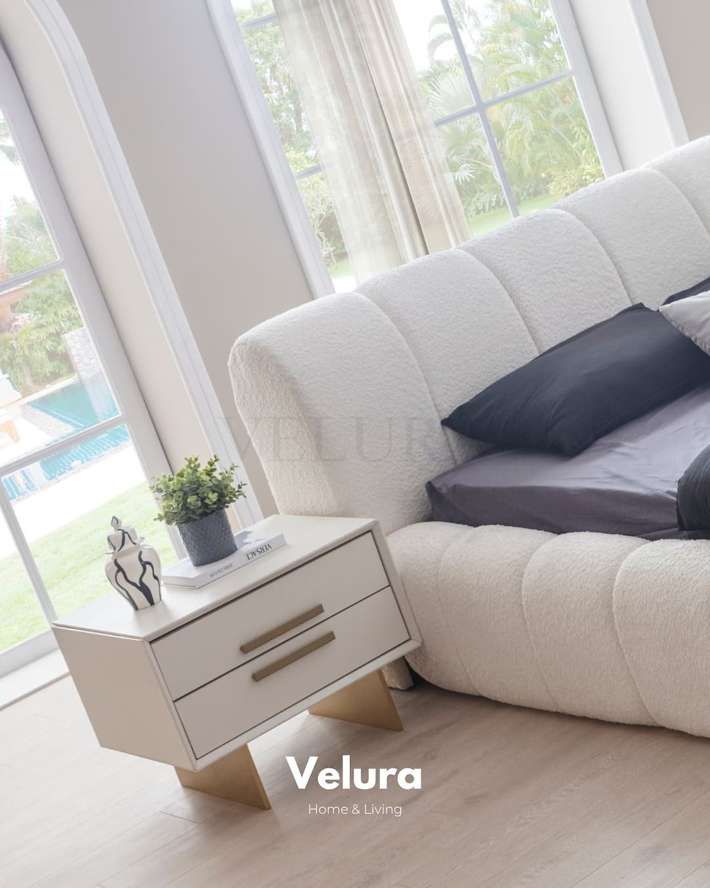 Valore Karyola – Kırık beyaz, yerle sıfır, bazalı