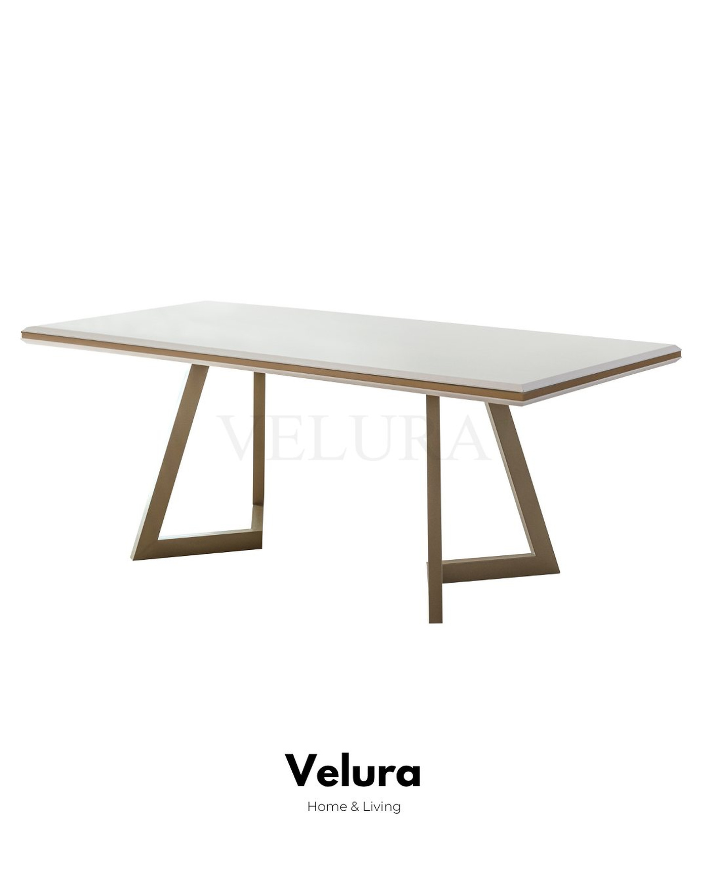 Valore Yemek Odası Takımı – Beyaz & gold masa, konsol ve kare ayna