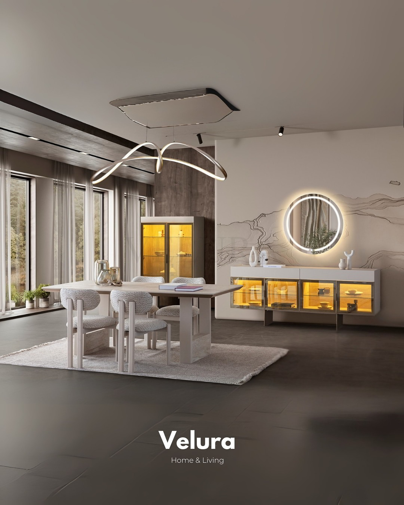 Verona Walnut Yemek Takımı koyu ceviz modern tasarım