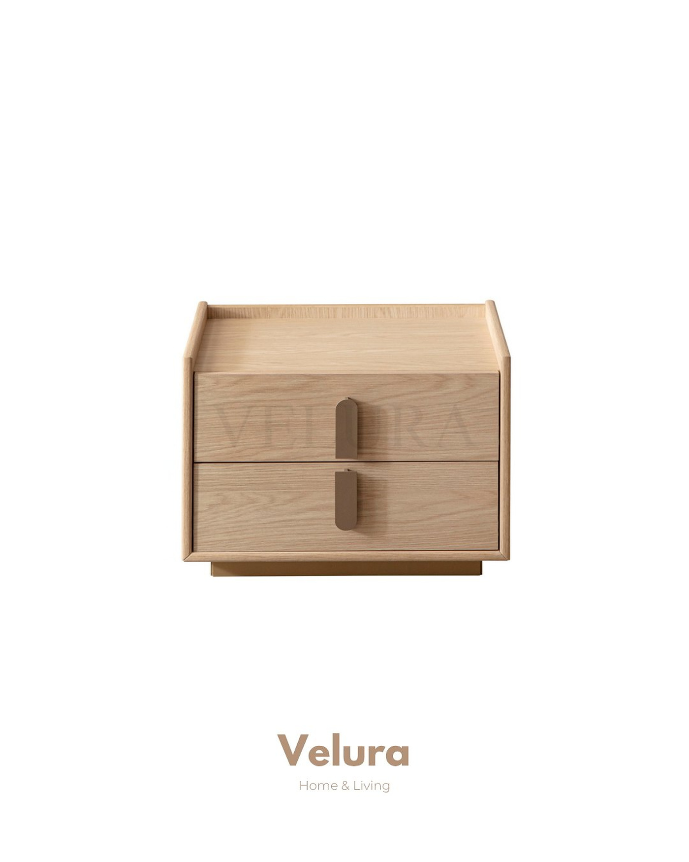Victor Komodin – Natural renk, 2 çekmeceli, modern başucu