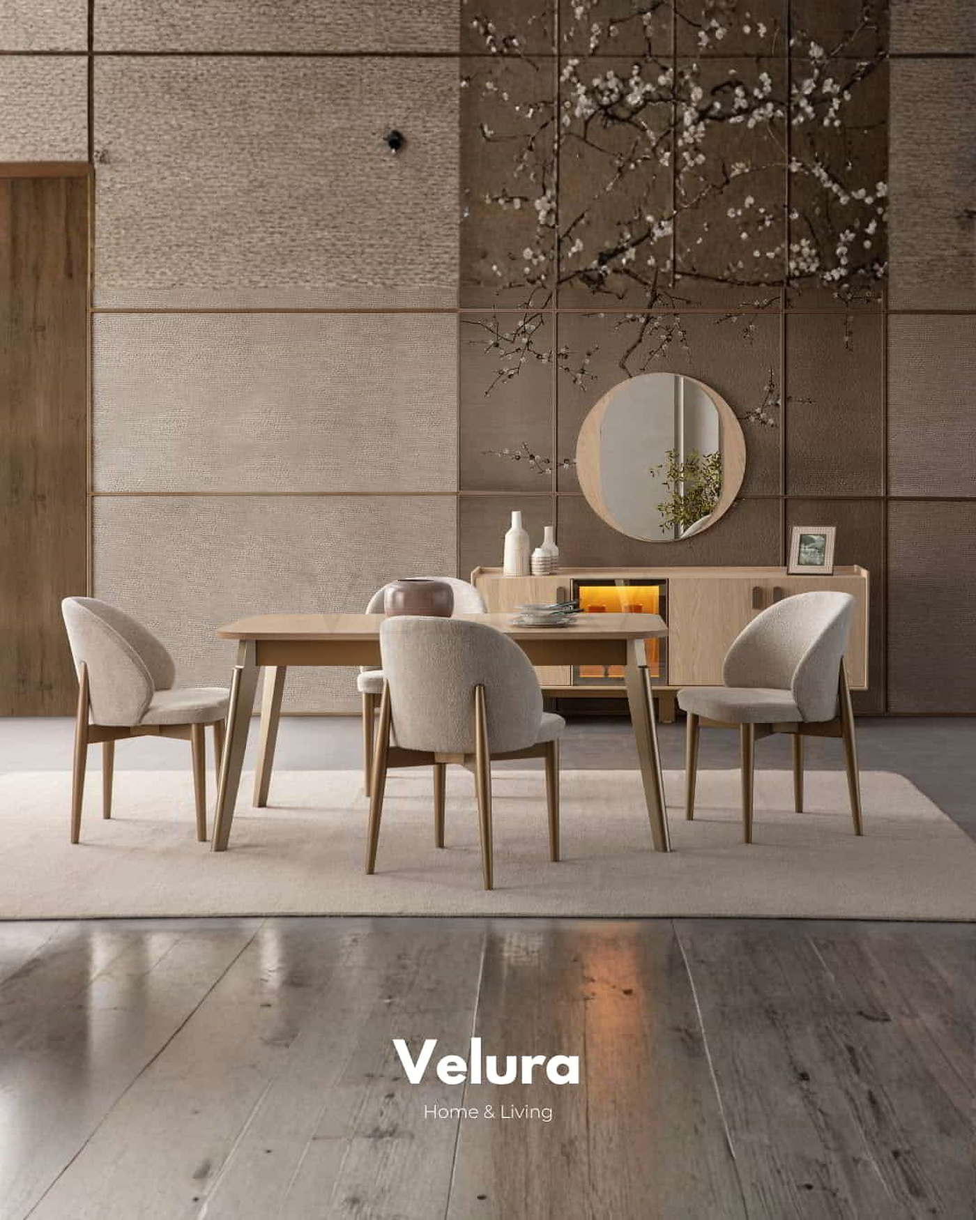Victor Yemek Masası – Açık ceviz gövde, gold ayaklı, açılabilir dikdörtgen masa