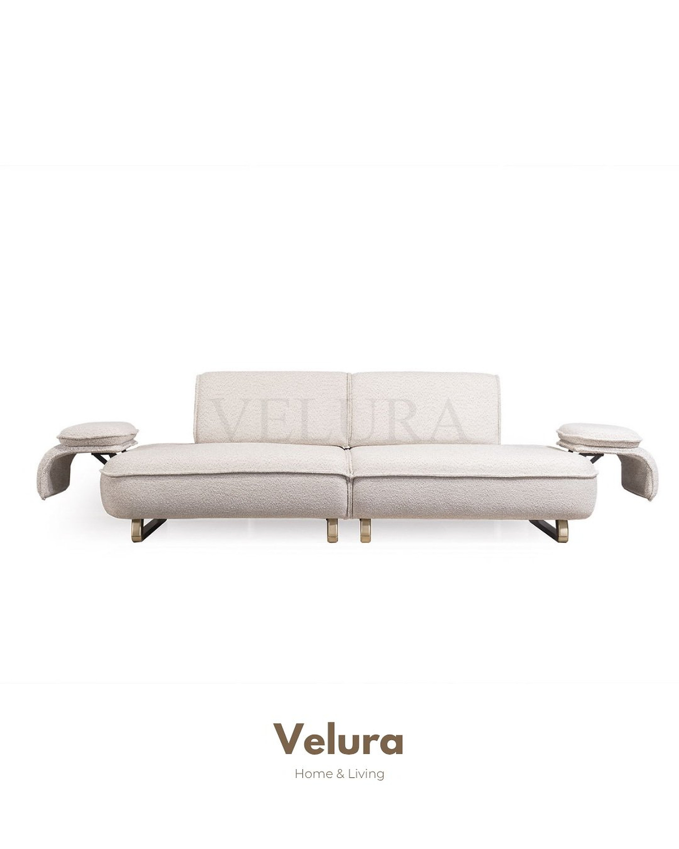 Krem renk Vista koltuk takımı, mat gold detaylı kanepe ve berjer