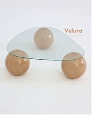 Küre Orta Sehpa - Açık Ceviz - Üçgen - Şeffaf Cam